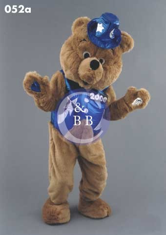 Mascot 052a Bear - Brown - blue star shirt - Click Image to Close