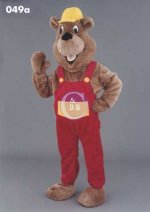 Mascot 049a Beaver in Red Bibbs