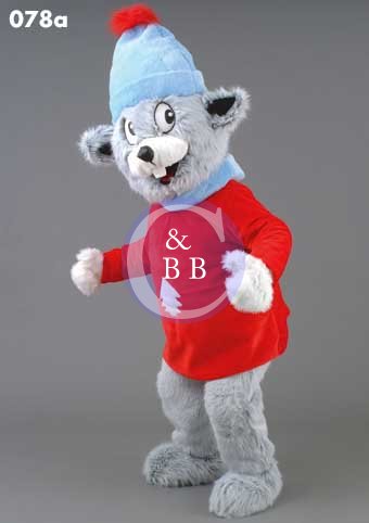 Mascot 078a Mouse - Gray - Red Sweater - Click Image to Close
