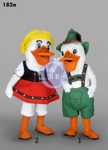 Mascot 182a Bird - Duck - Boy - Green bibs - Click Image to Close