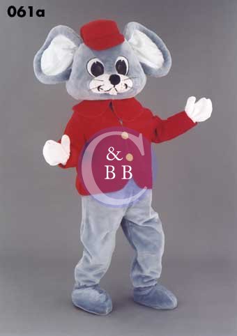Mascot 061a Mouse Gray in Red jacket - Click Image to Close