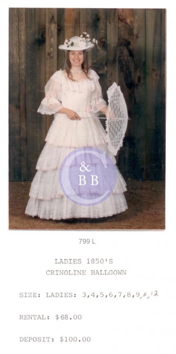 1850s LADIES CRINOLINE BALLGOWN - Click Image to Close