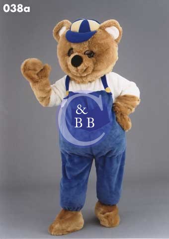 Mascot 038a Teddy Bear in Bibbs - Click Image to Close