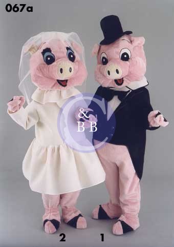 Mascot 067a_1 Pig - Groom in black tux - Click Image to Close