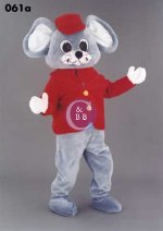 Mascot 061a Mouse Gray in Red jacket