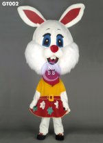 Mascot BIGHEAD - Bunny - Red & Yellow Dress