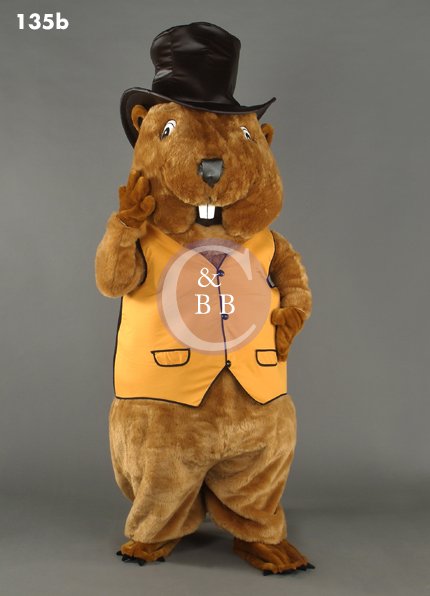 Mascot 135b Beaver - Orange vest - Click Image to Close