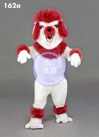 Mascot 162a Dog - Poodle - White & Red - Click Image to Close