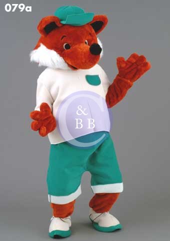Mascot 079a Fox - Red - White & Green outfit - Click Image to Close