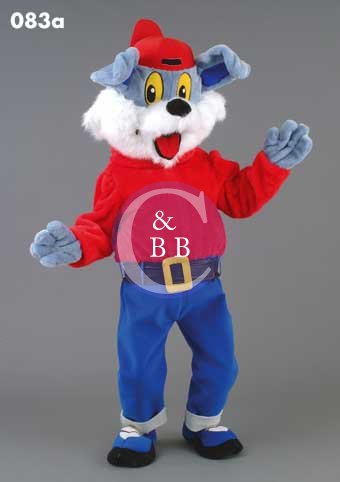 Mascot 083a Dog - Gray - Red & Blue Outfit - Click Image to Close