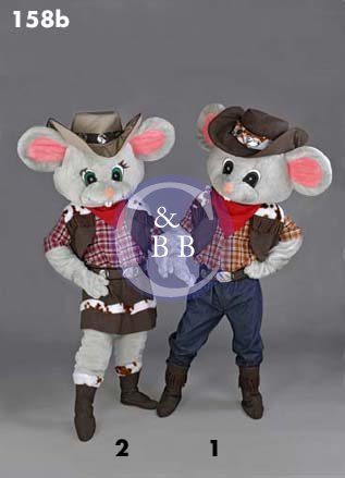 Mascot 158b Mouse - Gray - CowGirl - Click Image to Close