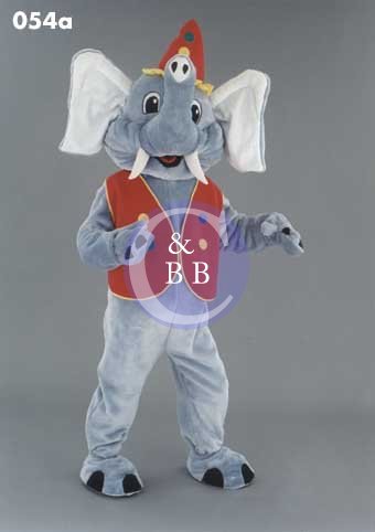 Mascot 054a Elephant - Red vest - Click Image to Close