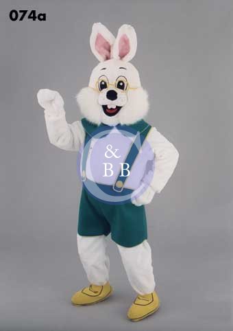 Mascot 074a Bunny - White - Green shorts - Click Image to Close