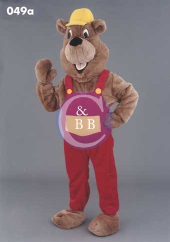 Mascot 049a Beaver in Red Bibbs - Click Image to Close