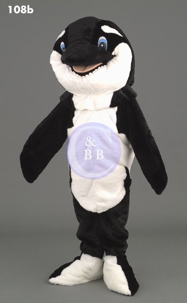 Mascot 108b Fish Killer Whale - Black & white - Click Image to Close