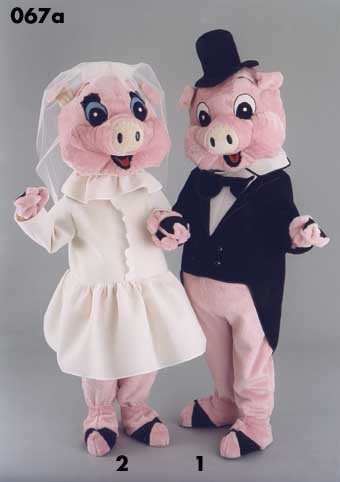 Mascot 067a_2 Pig - Bride in gown